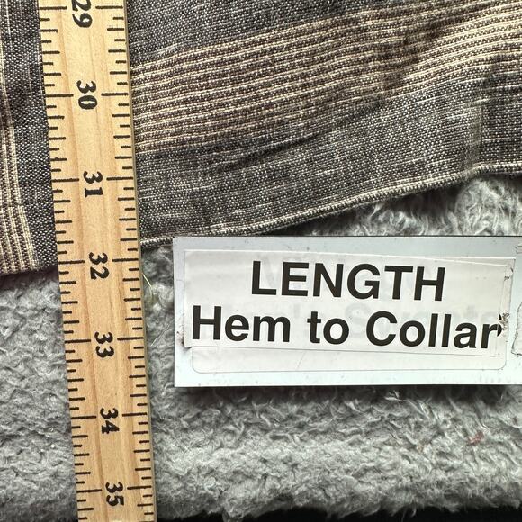 Yasuko Kurisaka Striped Brown Gray Pocket Button Sweater Coat Jacket Women Large - Picture 4 of 12